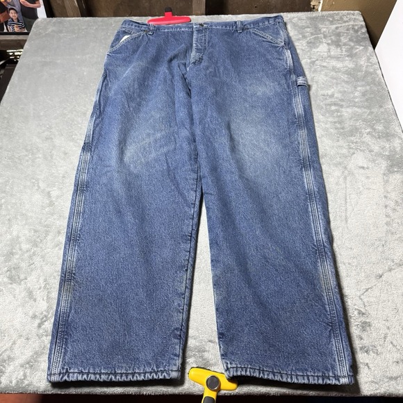 Wrangler Denim Fleece Lined Work Jeans Men's 40x30 (39x29) Carpenter Pants - Picture 1 of 11